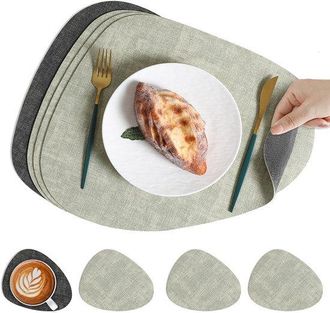 OEM Mantel Individual Posavasos, Mantel Individual Antideslizante Cara, Mantel Individual Posavasos Lavables E Impermeables, 42 X 34 Cm, Blanco Roto