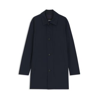 BOSS Regular-fit coat in patterned stretch fabric