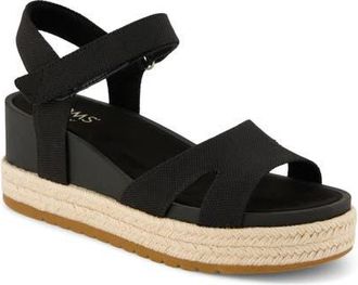 Toms Alana Wedge Sandal in Black/Jute at Nordstrom, Size 8.5
