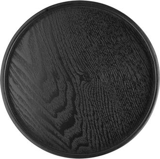 OEM Bandeja Redonda De Madera Maciza Para Servir T&eacute;, Caf&eacute;, Aperitivos, Comida Y Comidas. Bandeja De Madera Antideslizante Con Bordes Elevados (30 Cm)