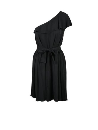 A|X Armani Exchange Black Viscose Ruffled One-Shoulder Dress
