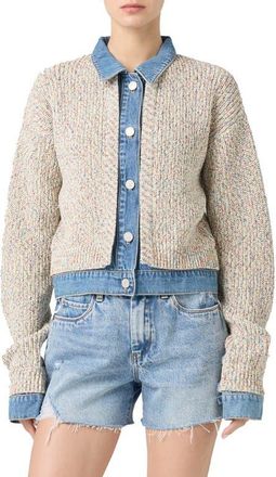 Blank NYC Knit Trucker Jacket in Happy Place at Nordstrom, Size X-Small
