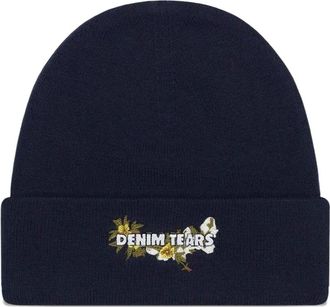 Denim Tears floral beanie - men - Cotton/Nylon/Elastane - One Size - Blue