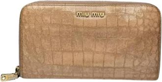 Miu Miu Pre-owned Leather Wallet - Dames - Vintage Accessoires - Bruin - ONE Size - Leer - Vintage