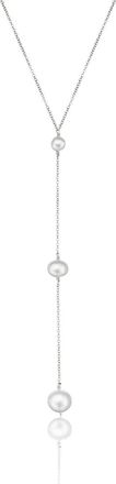 Lily & Roo Silver Three Graduated Pearl Drop Lariat Necklace