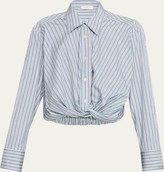 A.L.C. Leo Striped Twist-Front Top