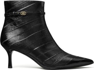Tory Burch 65mm Double T-Buckle Boots - Womens - Eel Skin/Nappa Leather/Leather/Acrylonitrile Butadiene Styrene (ABS)
