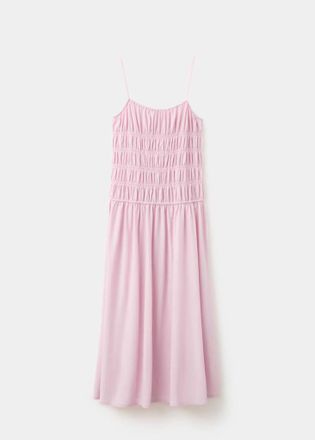 Mango Abito lungo con arricciature rosa chiaro - Donna - XXS - MANGO