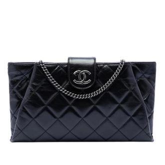 Chanel Pre-owned Gevulde Leren Crossbody Tas - Dames - Pre-owned - Zwart - Maat: ONE Size Leer