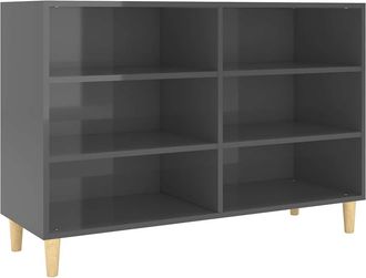 vidaXL Vidaxl - Aparador De Madera Contrachapada Gris Brillante 103,5x35x70 Cm