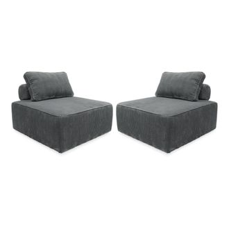 Sweeek Sof&aacute; modular de pana, 2 plazas, gris oscuro