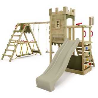 Fatmoose Torre De Escalada De Madera Fatmoose Boldbaron Boost Estilo Castillo Con Surf En Verde Salvia