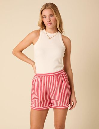 Nobody's Child Red And White Striped Shorts