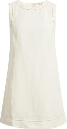 Marine Layer Cora Ladder Stitch Detail Linen Blend Minidress in Antique White at Nordstrom, Size X-Large