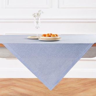 Solino Home Linen Table Throw - Narrow Stripe, 52 x 52, 52 x 52 in Cornflower Blue And White at Nordstrom, Size Small