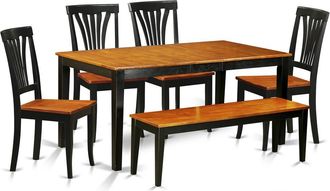 East West Furniture 6 PC Kitchen Table set-Dining Table and 4 Wood Dining Chairs plus a bench
