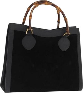 Gucci Pre-owned Handbags, female, Black, Size: ONE SIZE Pre-owned Vintage Suede Handbag