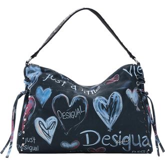Desigual Logo Print Canvas Shoulder Bag in Black Multi at Nordstrom