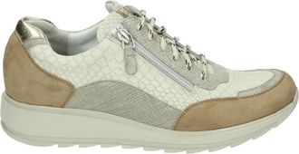 Durea Schoenen, Dames, Veelkleurig, 40 1/2 EU, Leer, Sportieve Lage Beige Sneakers