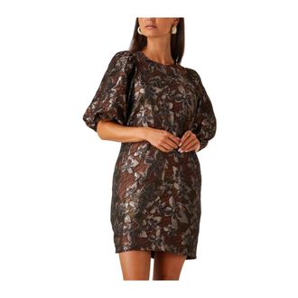 Notre-V Bronzen Mini Feestjurk voor Glamoureuze Avonden - Dames - Korte kleedjes - Veelkleurig - XS - Kleedjes