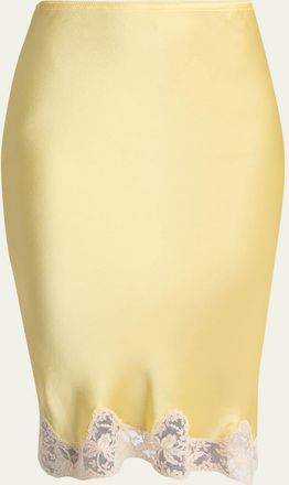 Saint Laurent Lace-Trim Silk Midi Skirt