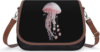 Generic Jellyfish with Flowers Crossbody Bags for Women Fashion Leather Shoulder Handbags With Adjustable Strap