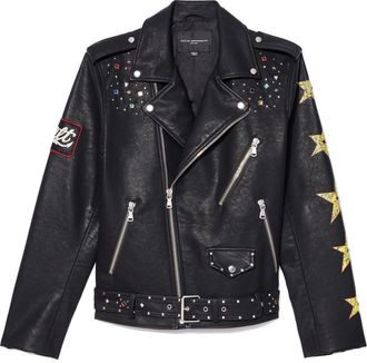Cult of Individuality Leather Moto Jacket Stars In Black