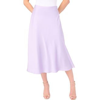 CeCe by Cynthia Steffe Bias Cut Satin Midi Skirt in Lilac Breeze at Nordstrom, Size Large