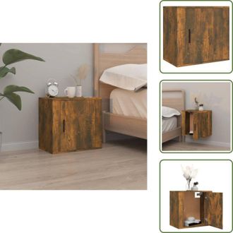 vidaXL The Living Store Comodino a Muro Rovere Fumo 50x30x47 cm - Comodino pensile