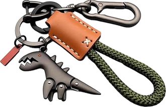 Generic Weseecase Keychain, Dinoclip Keychain, Aluminum Alloy Dinosaur Charm Paired with a Hand-Woven Bracelet, Keys Accessories for Women Men (07)