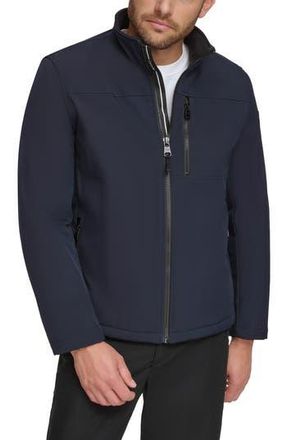 Calvin Klein Faux Shearling Lined Soft Shell Jacket in True Navy at Nordstrom Rack, Size Medium