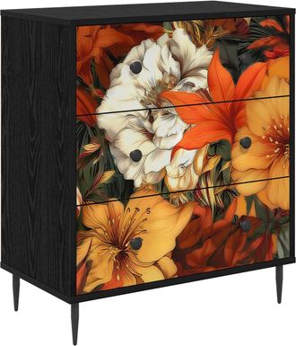 vidaXL Cajonera Gennep Estampado De Lirios 66 X 36,5 X 76 Cm Vidaxl