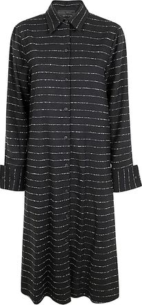 Maria Calderara buttoned striped dress - Black