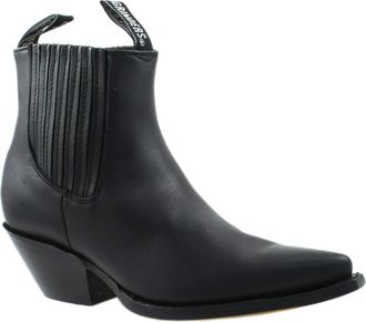 Grinders Mens Leather Mustang Black Cowboy Western Slip On Cuban Heel Boots (7 UK / 41 EU)