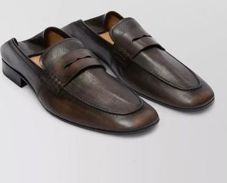 Dries Van Noten leather penny loafers almond toe heel