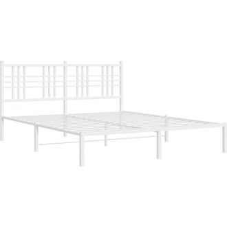 vidaXL Estructura Cama Sin Colch&oacute;n Con Cabecero Metal Blanco 150x200cm Vidaxl