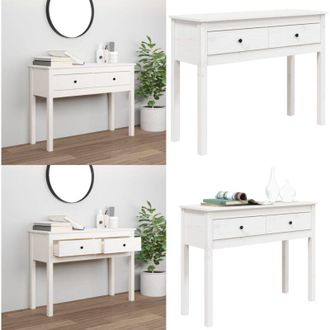 vidaXL Tavolo Consolle Bianco 100x35x75 cm in Legno Massello di Pino - Tavolo da ingresso - Tavolo da salotto