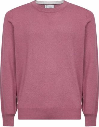 Brunello Cucinelli Cashmere Crewneck Sweater - Heren - Cashmere truien - Roze - M - Truien & Vesten