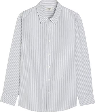 Saint Laurent Logo-embroidered Striped Cotton-poplin Shirt - Grey - 40 (C15.75 / M)