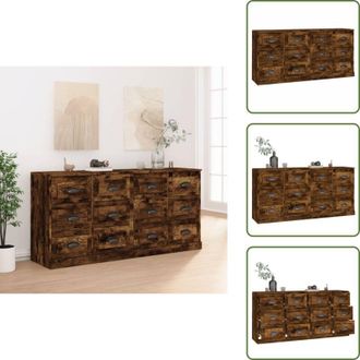 vidaXL The Living Store Credenze 2 pz Rovere Fumo in Legno Multistrato - Credenze multistrato