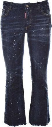 Dsquared2 Dark Blue Cotton Bell Bottom Crop Jeans