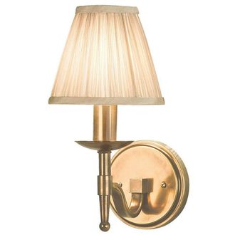 Loops Avery Luxury Single Arm Wall Light Traditional Antique Brass & Beige Pleat Shade in Metallics