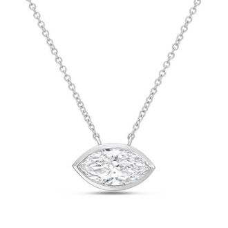 Diana M. Jewels 14kt white gold lab grown east west marquise bezel pendant weighing 3.00 ct