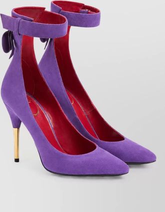 Valentino Garavani suede leather bow-detail ankle-strap pumps