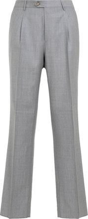 Etro Grey Single Pleat Wool Pants-Uomo