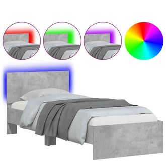 Berkfield Home Bed Frame without Mattress with LED Lights Concrete Grey 90x200 cm