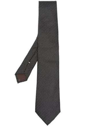 Canali graphic-print pointed-tip tie - men - Silk - One Size - Black