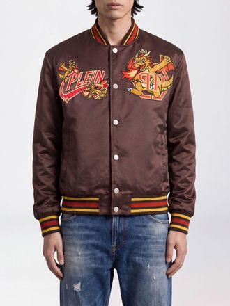Philipp Plein Dragon Stones Varsity Bomber Jacket with Graphic Print