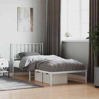 vidaXL Estructura Cama Sin Colch&oacute;n Con Cabecero Metal Blanco 90x200 Cm Vidaxl