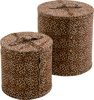 Kare Design Caja leo set de 2 de poli&eacute;ster marr&oacute;n